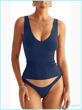 Double Lined V Neck Tank Top Slim Fit Summer Y2K Fashion